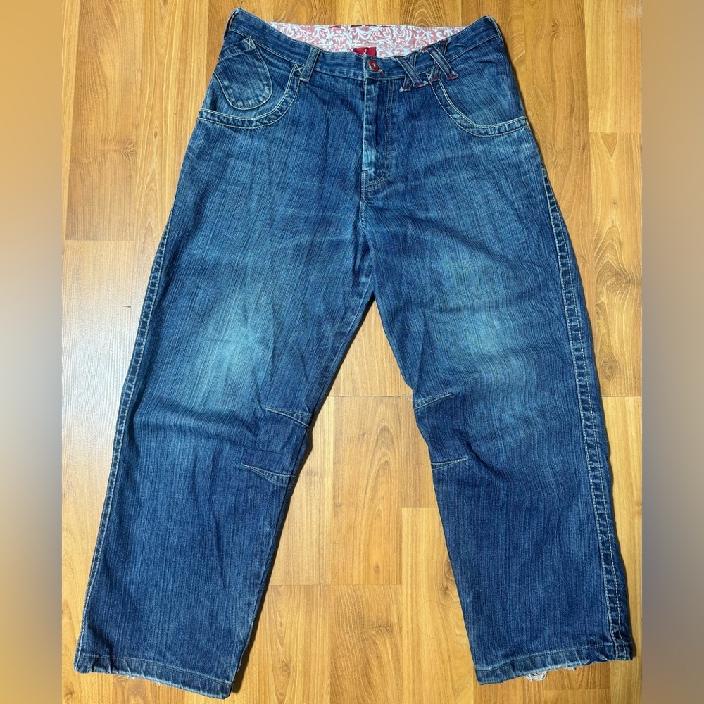 VINTAGE Nike Air Jordan Jeans Men 32 Blue Wide Leg Skater Denim Casual 32x30
